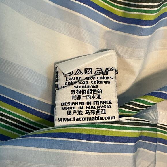 Facconable French Riviera Classique Striped Long Sleeve Button Down Shirt Mens M - Picture 10 of 11